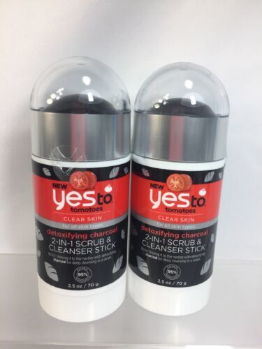 (2) Yes To Tomatoes Detoxifying Charcoal Scrub & Cleanser Stick 2.5oz - £7.67 GBP