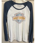 Harley-Davidson Womens Bar &amp; Shield T-Shirt Long Sleeve Baseball Sz  Large - $14.46