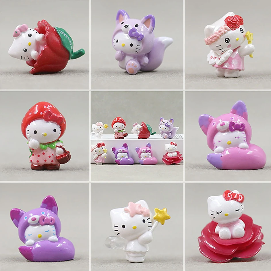 Sanrio Anime Doll Cartoon Hello Kitty Mini Decoration PVC Action Figures Kawaii - £8.69 GBP