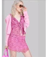 NEW Wild Fable Women&#39;s Small Bell Long Sleeve Tie-Front Top Pink Sheer B... - $14.99