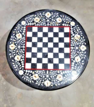 Marble Black round Mother of Pearl chess Centre Table Top 36&quot;x36&quot; Shape: Round - £1,633.26 GBP