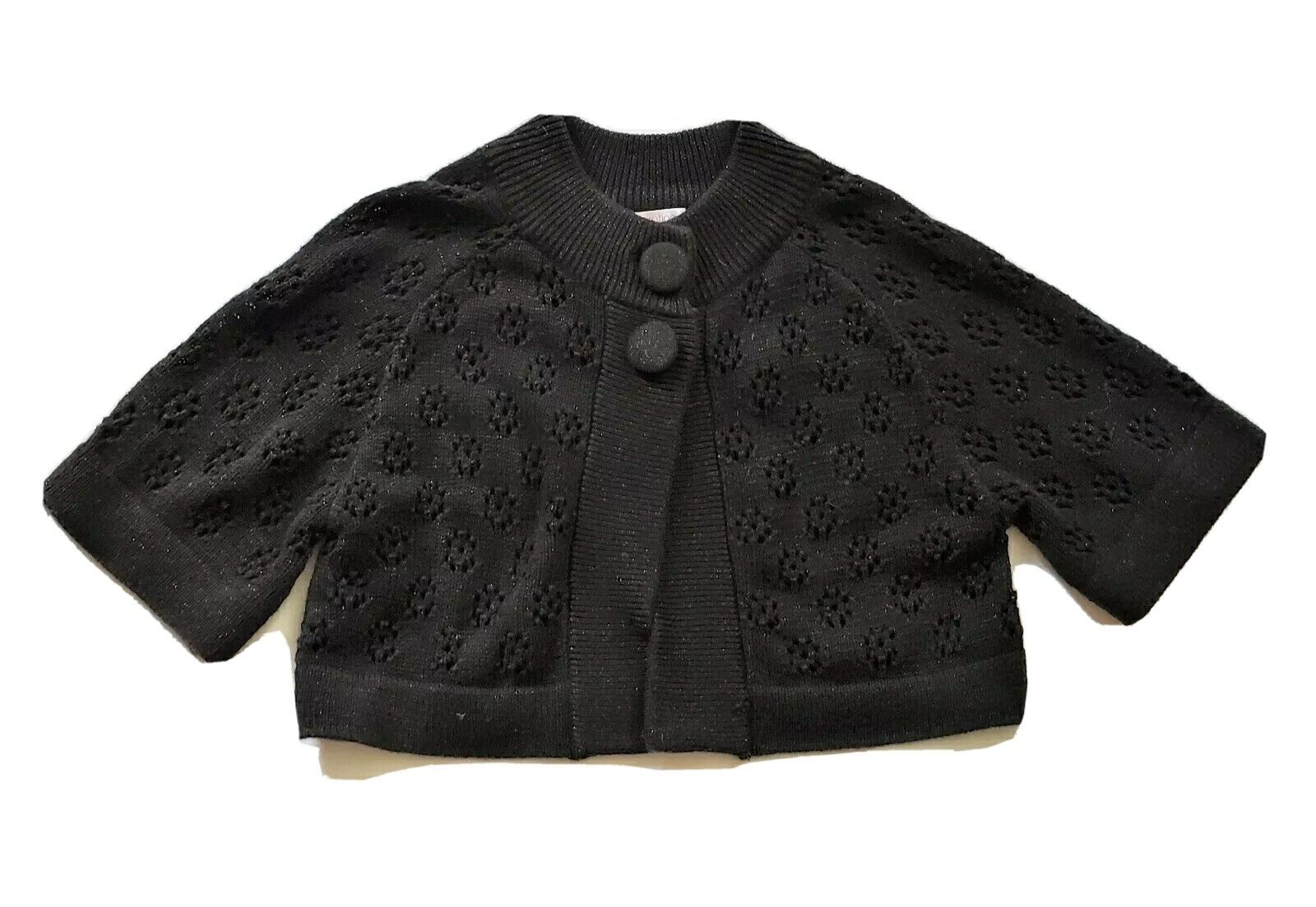 Xhilaration girls black open knit Sweater cardigan short sleeve size M - $9.99