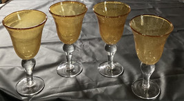 Set Of 4 Vintage Iris Amber Water Goblet Glasses By Artland ~ 8.5” - $47.24