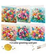 6 Pack Unique Floral Note Greeting Cards Diamond Jewel Art COMPLETED, SE... - €21,04 EUR
