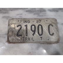 Vintage 1987 Indiana Trail 7 License Plate 2190C Expired Black Text - $9.39 CAD