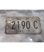 Vintage 1987 Indiana Trail 7 License Plate 2190C Expired Black Text - €5,92 EUR