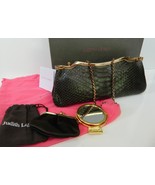 Judith Leiber Clutch Gray Python Bag Rose Gold Frame Bag Coin Mirror Box - $395.96