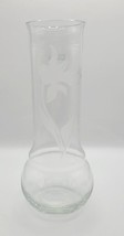 Vintage Toscany Etched Lily Glass Vase Hand Made In Romania 8 Inches Tall Mint - £15.58 GBP