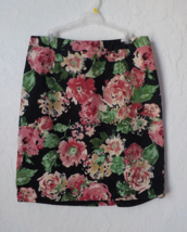 Talbots Floral Black Pink Pencil Skirt Knee Length Women size 14W Lined ... - £13.65 GBP