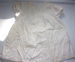 Vintage Handmade Baby White Linen French Pleated Simple Christening Dress - $5.99