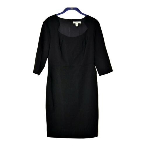Primary image for LARK & RO Black Sheath Dress sz 4 NEW 3/4 Sleeves Work Office Cocktail Dress S