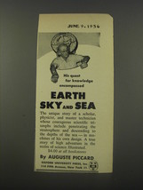 1956 Oxford University Press Book Ad - Earth Sky and Sea by Auguste Piccard - £14.78 GBP