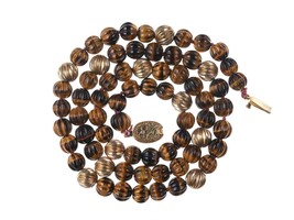 c1940 Vintage Chinese Carved Tigers Eye beaded necklace - £153.73 GBP