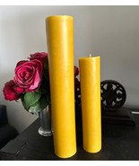 Handmade 100% Pure Beeswax Pillar Candles 100% Cotton Wick BIG SIZES - £22.33 GBP+