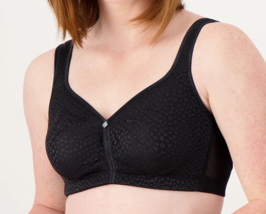 Breezies Wirefree Diamond Shimmer Unlined Support Bra- BLACK, 34D   A561421 - £24.54 GBP