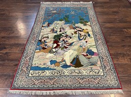 Very Fine Authentic Pictorial Rug 5x7 Handmade Vintage Wall Hanging Wool Carpet - £5,068.37 GBP