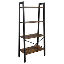 Multifunctional 4 Shelf Bookcase Ladder Plant Flower Stand Rack Storage Brown - £64.13 GBP