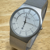 Skagen Quartz Watch  Men 30m Ultra Thin Silver Steel Date Mesh Band New Battery - £36.45 GBP