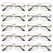 10Pair Mens Square Metal Frame Golden Reading Glasses Classic Readers Ey... - $19.99