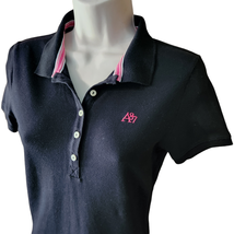 Aeropostale Polo Shirt Women&#39;s Size Medium Black Pink Short Sleeves - £9.41 GBP