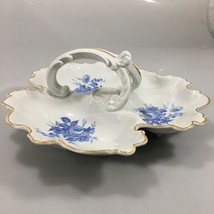 Limoges Roland Freyry Blue Floral 3 Section Porcelain Platter Tray Vintage - £58.07 GBP