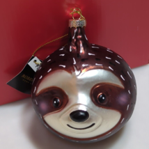 Robert Stanley Glass Sloth Face Ornament NWT - £19.95 GBP