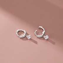 925 Silver Solitaire Zircon Geometric Stud Earrings for Women Simple Temperament - £10.29 GBP