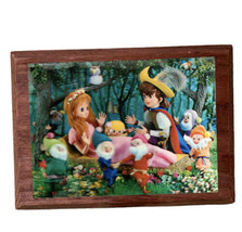 Vintage Wood Mounted Snow White &amp; 7 Dwarves 3D Postcard Lenticular Wall Hanging - £9.89 GBP