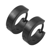 Stainless Steel Hoop Earrings for Women Men Black Rose Gold Plated Circle Round  - £7.62 GBP