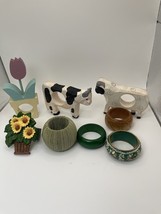 Vintage Assortment of Napkin Rings, Textured, Wooden, Beaded- MIXED LOT ... - $12.00