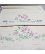 Purple-Yellow Mumm Floral Hand Embroidered Pillow Cases 29.5&quot;x18.75&quot; - S... - $15.87