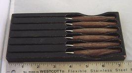  Vintage Sheffield England  Stainless Steel  Knives Set of 6 in Wood Holder - £11.94 GBP