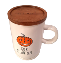 Rae Dunn Halloween “JACK O&#39;LANTERN&quot; Pumpkin Mug With Wooden Lid Coaster - £10.78 GBP