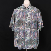 High Advantage Men&#39;s 100% Silk Shirt L Large Free The Spirit Geometric B... - $42.74
