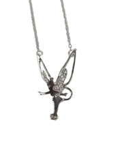 Rhinestone Silvery Tinkerbell Necklace - New - £13.58 GBP