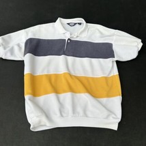 Vintage Knights Bridge Mens M Blue-White Yellow Short Sleeve Buttoned Po... - $16.83