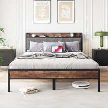 Queen Bed Frame, Storage Headboard, Charging, No Box Spring - €167,13 EUR