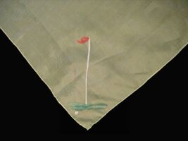 RETRO Vintage Scarf Golf Theme 1950S Hand Painted Silk 31&quot; x 31&quot; - $23.76