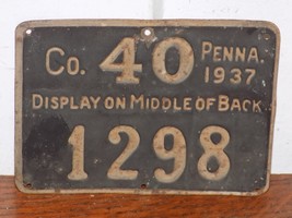 Vintage 1937 PA Co. 40 Tin Hunting Embossed Tag - $69.30