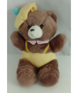 VTG Dan Dee Brown Teddy Bear Yellow Overalls Beret Plush Stuffed Animal ... - $50.25 CAD