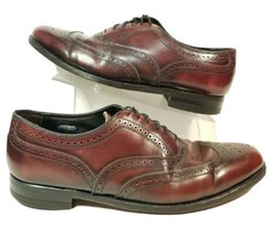 Florsheim Wingtip Leather Dress Shoes Mens 10.5 D Oxford Burgundy Brogue... - £28.48 GBP