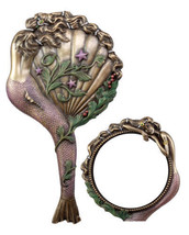 Beautiful Lady Aurora Sleeping Mermaid Hand Mirror Figurine Art Nouveau Decor - £27.96 GBP