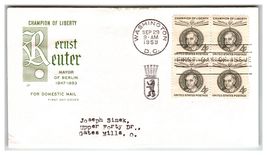 Scott #1170 1959 Ernst Reuter Champion of Liberty FDC Washington DC - $8.09