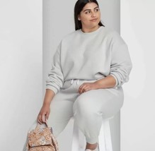 Women&#39;s Wild Fable Plus Size  Light Gray Sweatshirt, 2X - New! - £7.91 GBP