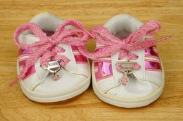 Build A Bear Shoes Skechers White Pink Iridescent Hearts 2 Stripe Paw Charm - £8.62 GBP