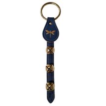 Dragonfly Charm Blue Leather Strap Sleigh Bell Door Hanger 12 In Made in... - $42.98