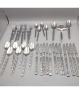 Vintage Night Blossom Stainless Flatware 34 Pcs By Gold Standard Japan MCM - $1,429.88 MXN