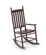 High-Back Acacia Wood Outdoor Rocking Chair with Solid Rocking Base-Brow... - $2,990.85 MXN