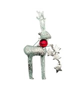 Vintage Large Ultracraft Reindeer Brooch, Silver Tone with Pale Green Wash - £115.86 GBP