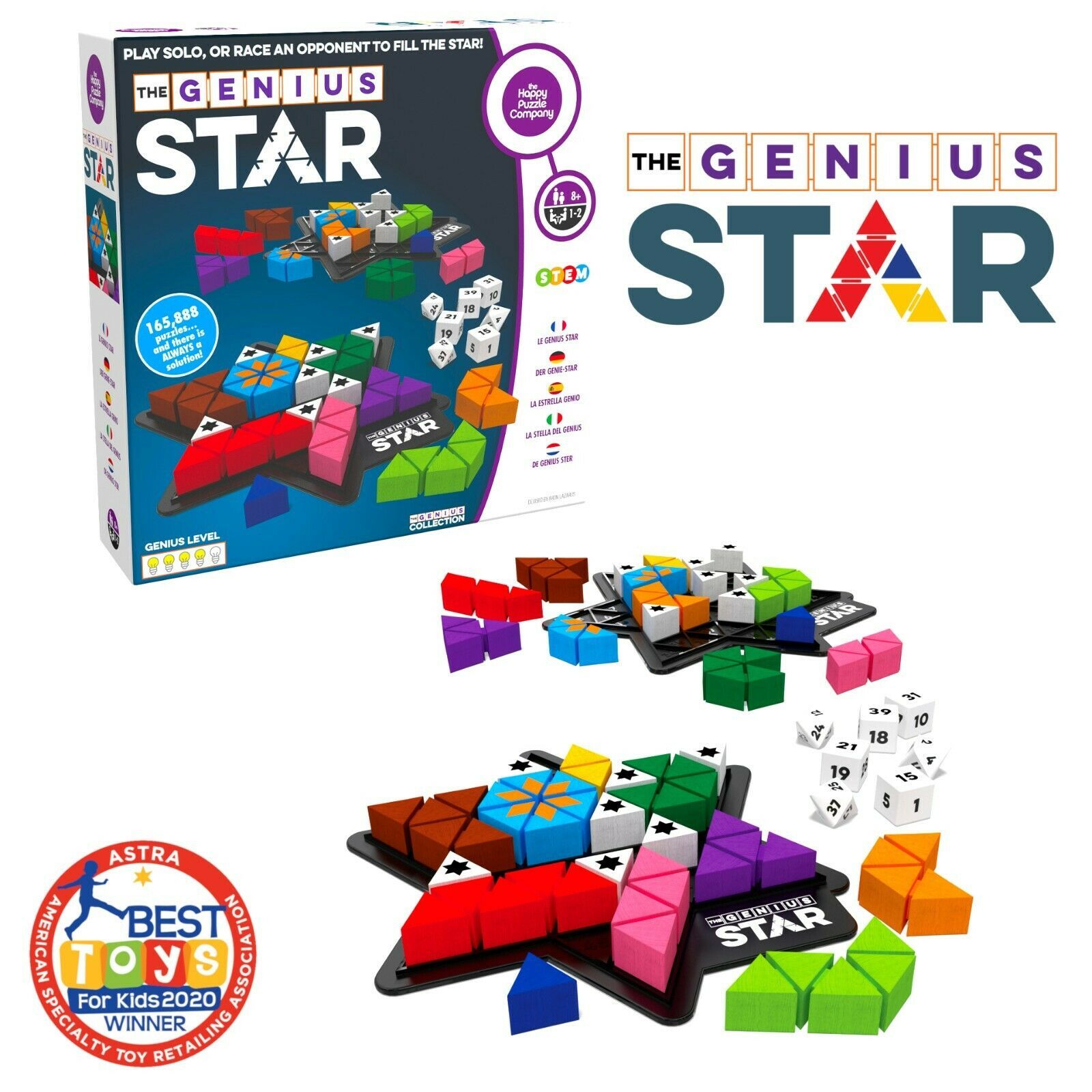 The Genius Star - Toy Of The Year Awarded Board Game. 165888 Possible Puzzles - $24.74